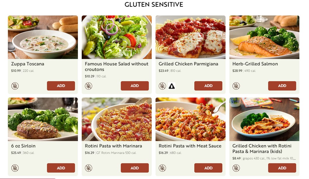 Olive Garden Gluten Free Menu Delicious Gluten Free Menu