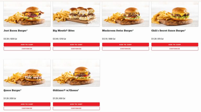 Chilis Burgers Menu Prices 2023 | Delicious & Affordable